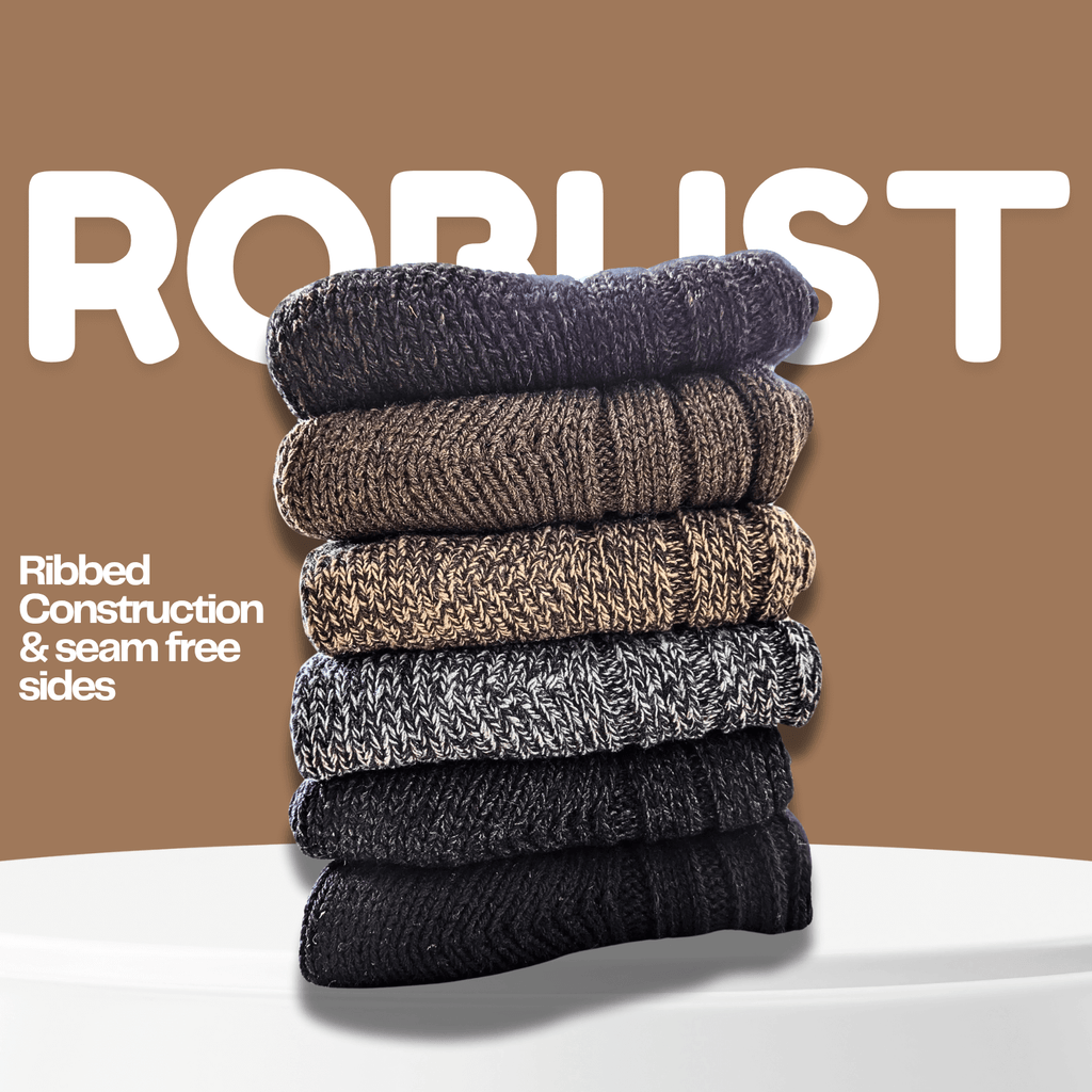 Sock Stack Men's Ultra Chunky Wool Thermal Socks 6 Pairs UK 6-11 EU 39-45 Assorted